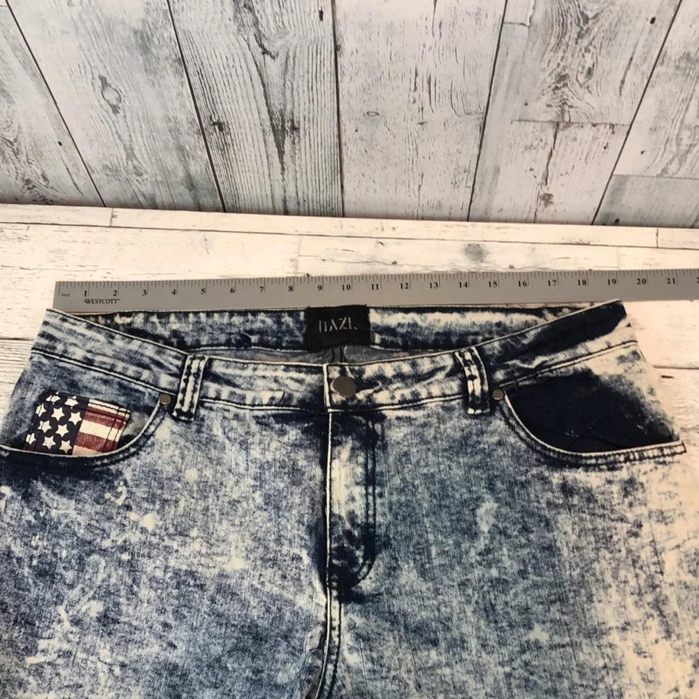 DAZL American Flag Acid Wash Long Line Bermuda Shorts NWT 20